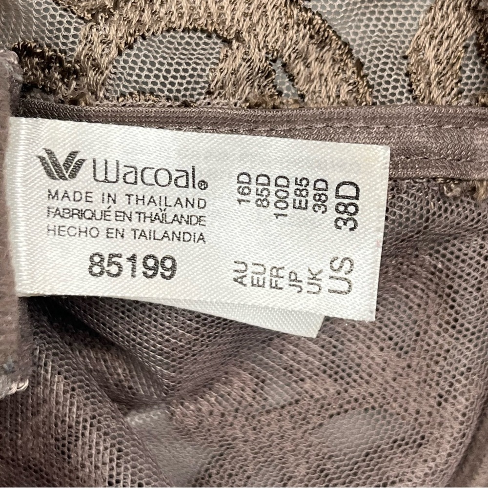 Wacoal brown Arabesque 85199 mesh embroidered Underwire Bra, 38D. - Picture 7 of 7